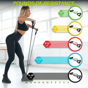 Prosource Fit Premium Heavy Duty Double Dipped Latex Stackable Resistance Band with Door Anchor and Exercise Chart