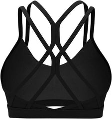 Strappy Sports Bra for Women Crisscross Back Low Impact Workout Yoga Bra with Removable Cups (Sb000002)